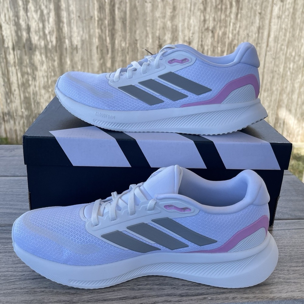 Adidas Run Falcon 5 Women 9.5 White Running Shoes Training Sneakers Athletic NEW